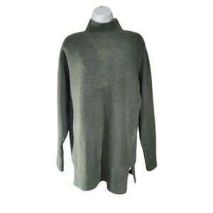 Magaschoni Mock Neck Sweater W/S Green Oversized Knit Side Slit NWT